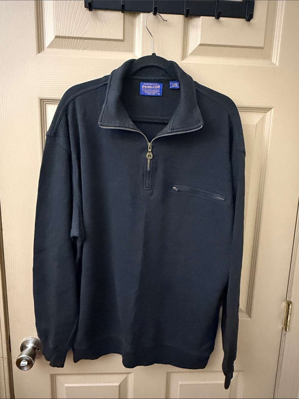 Pendleton Men's Black Zip-Neck Pullover with Chest Zip